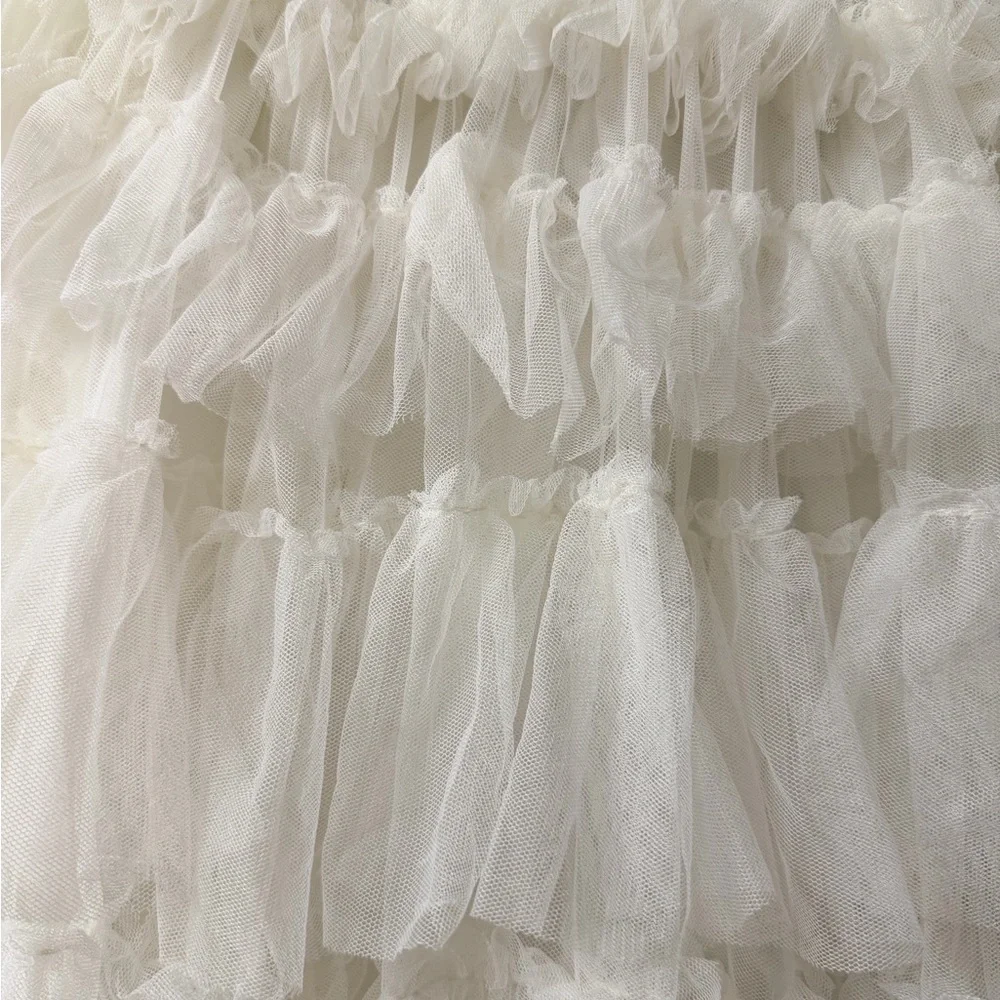 Elegant Cream Tulle A-Line Skirt - Picture 3 of 4